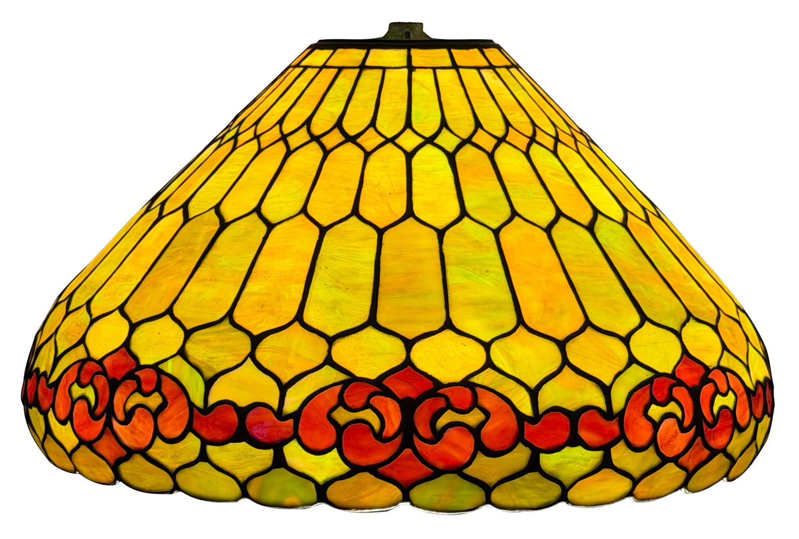 Duffner & Kimberly Leaded Glass Chandelier: Duffner & Kimberly (New York, est. 1905) Chandelier circa 1910 leaded glass, patinated bronze 13 x 22 inches Provenance: Important Private Collection