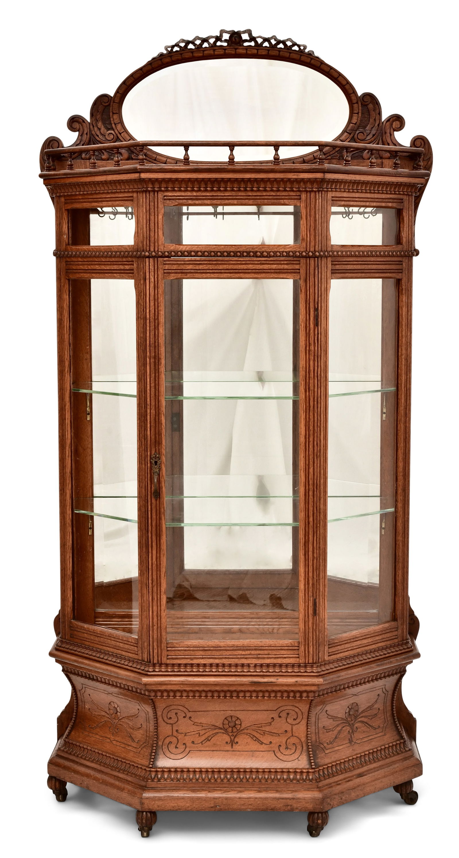 American Oak Mirrored-Top Curio Cabinet (1 of 7)