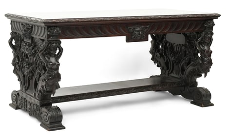 S. Karpen & Bros. Mahogany Figural Library Table