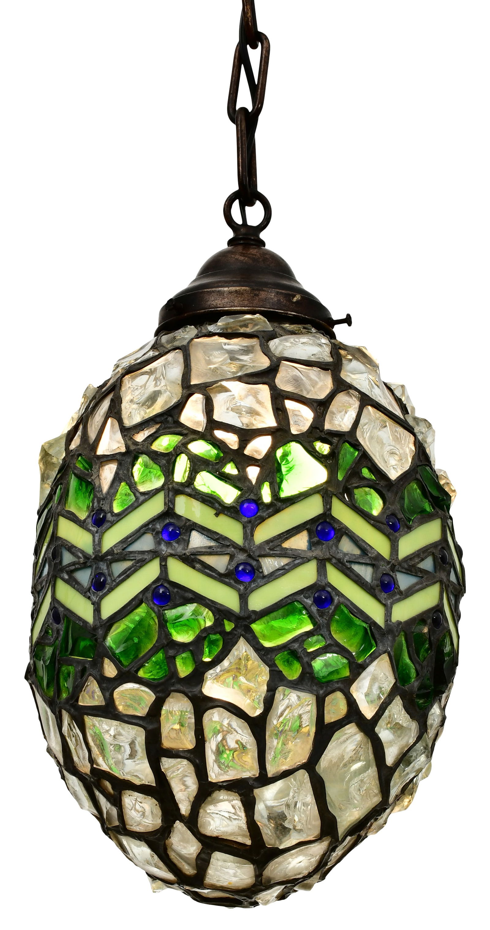 American Jeweled & Chunk Glass Lantern: American Jeweled & Chunk Glass Lanternearly 20th century37 x 7 1/2 inchesProvenance: Private Collection, New York