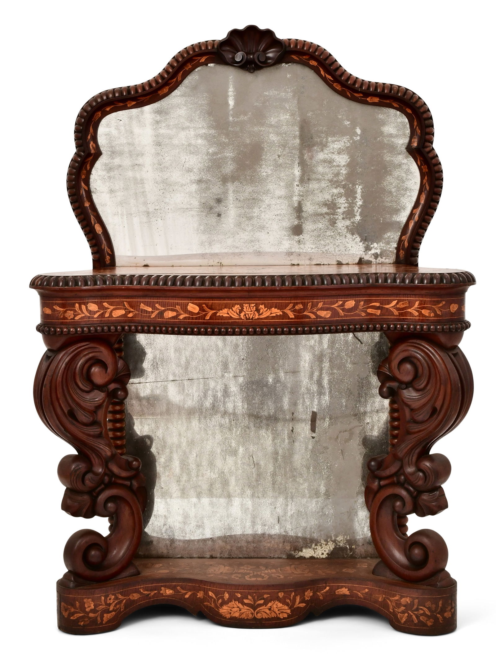 Dutch Marquetry Console Table with Mirror: Dutch Marquetry Console Table with Mirror mid 19th century 60 1/2 x 44 x 13 1/2 inches Provenance: Private Collection, Boston, Massachusetts