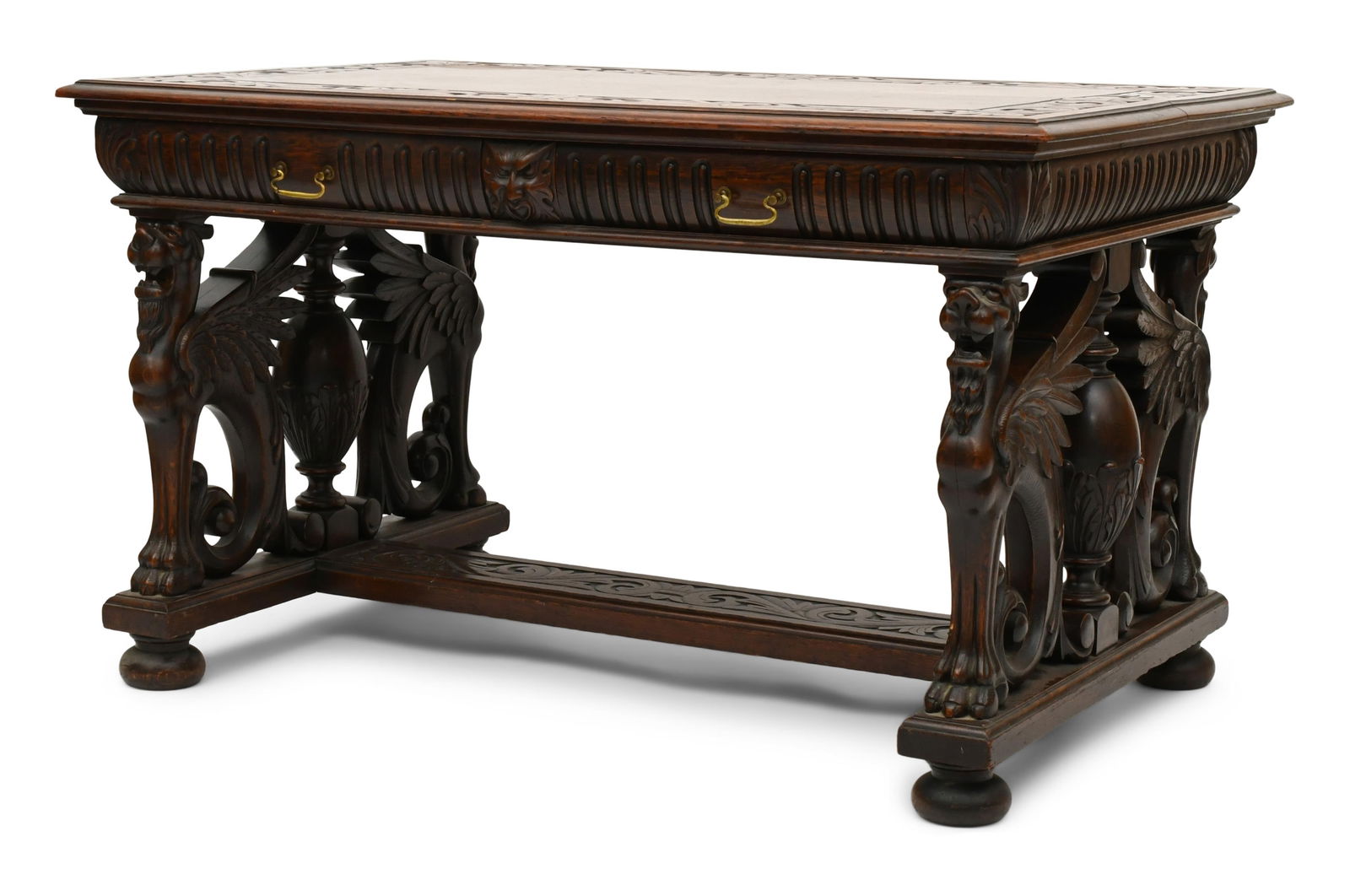 R.J. Horner & Co. Partner's Desk with Winged Griffins: R.J. Horner & Co. (New York, 1886-1915) Partner's Desk with Winged Griffins circa 1890 carved oak 29 1/2 x 55 x 36 inches Provenance: Private Collection, Boston, Massachusetts