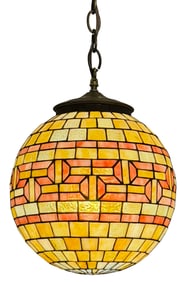 Attr. Unique Art Glass & Metal Co. Geometric Globe Ceiling Light