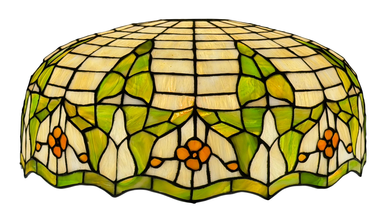 Amboy Works Leaded Glass Lamp Shade: Amboy Works Leaded Glass Lamp Shadeearly 20th century8 x 18 1/2 inchesProvenance: Important Private Collection