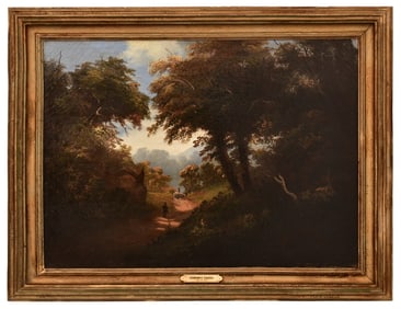 Attr. Edmund C. Coates (American, 1816-1871), Landscape with Figures Walking a Path