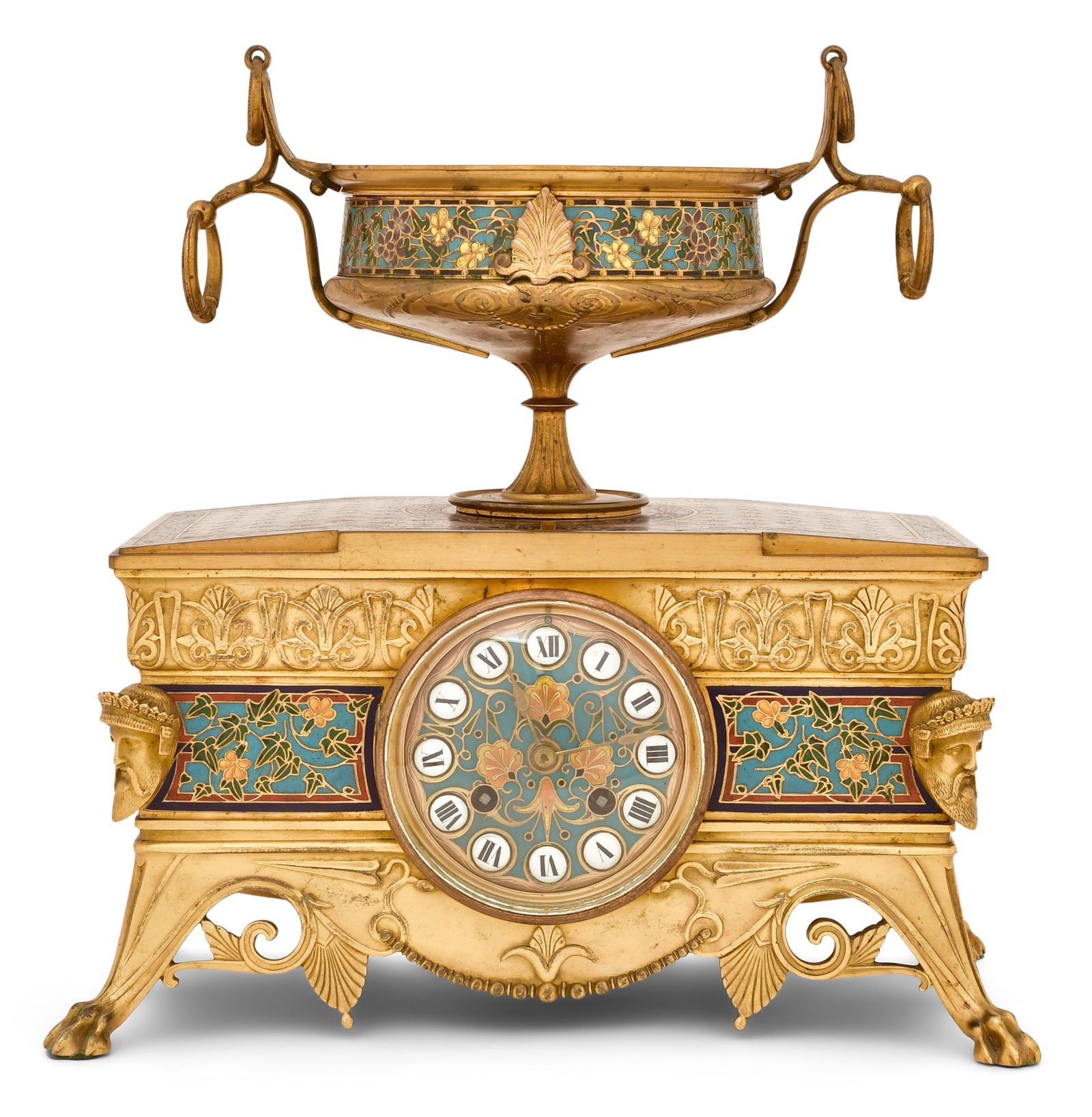 Ferdinand Barbedienne Egyptian Revival Gilt Bronze & ChamplevÈ Mantel Clock (1 of 8)