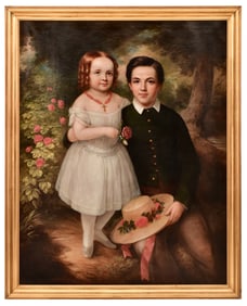 Henry Cheever Pratt (American, 1803-1880), Portrait of a Boy & Girl with Roses