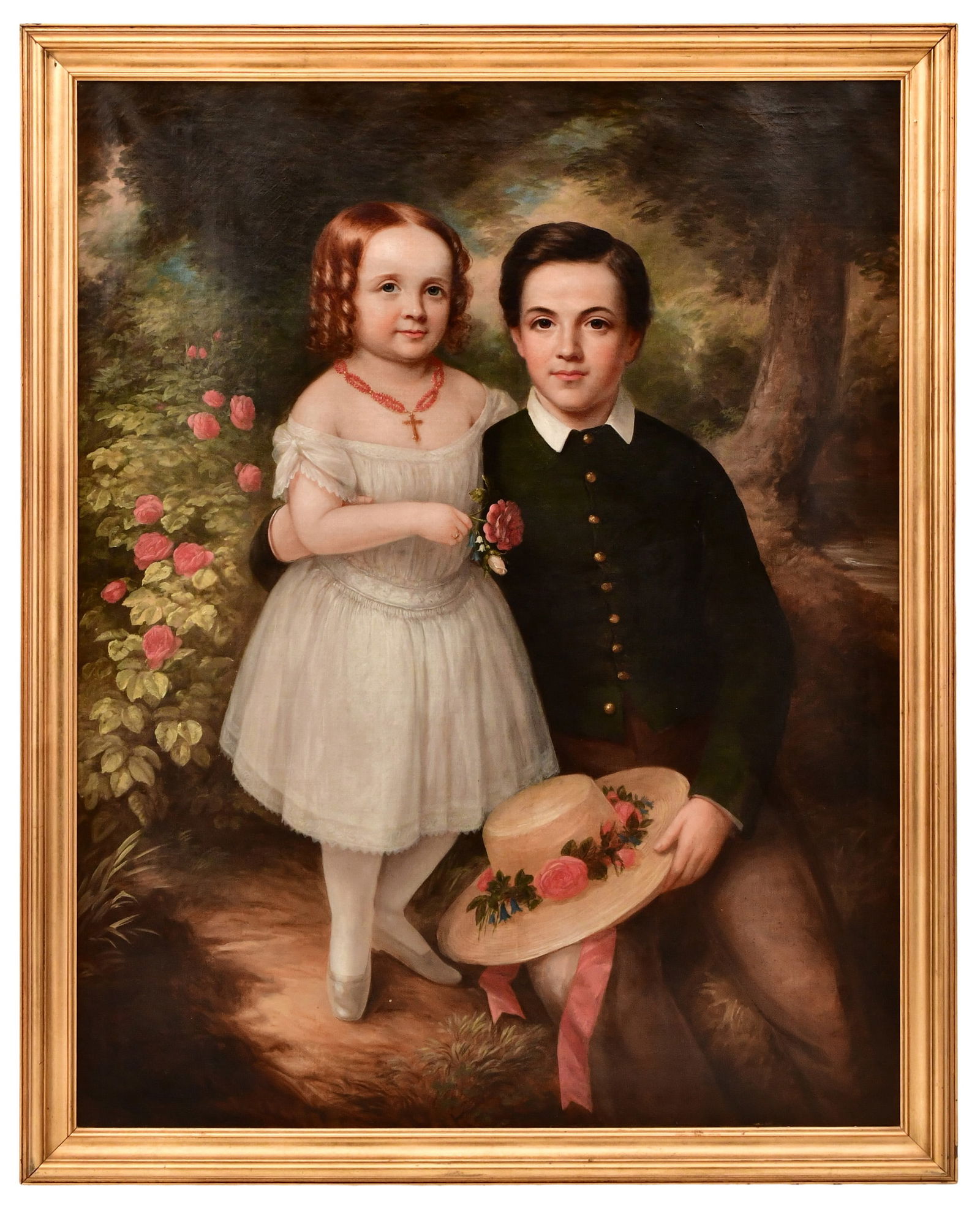 Henry Cheever Pratt (American, 1803-1880), Portrait of a Boy & Girl with Roses (1 of 4)