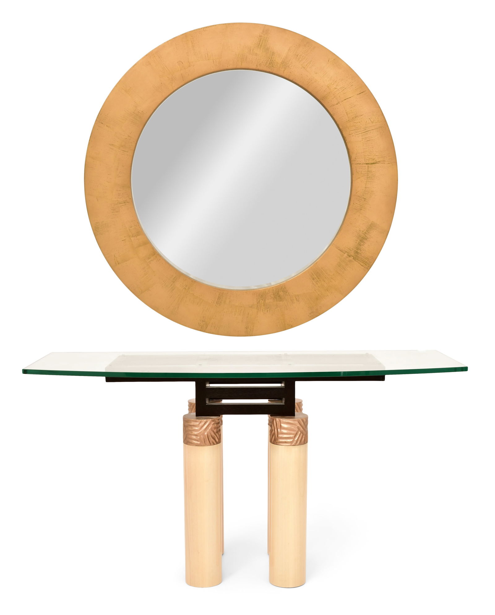 Dakota Jackson "Cuba" Console Table & Mirror: Dakota Jackson "Cuba" Console Table & Mirrorcirca 198930 x 56 x 22 inches (console table)48 in. diameter (mirror)