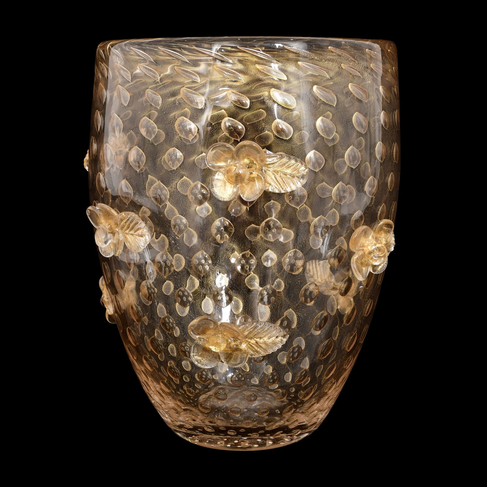 Archimede Seguso (Italian, 1909-1999), Murano Glass Vase with Applied Flowers (1 of 5)