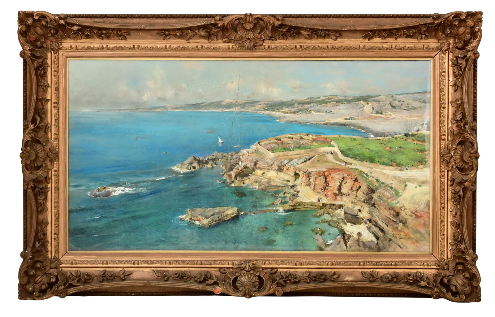 A Large Coastal Landscape, Oil on Canvas, Early 20th Century, Signed Lower Right (1 of 4)
