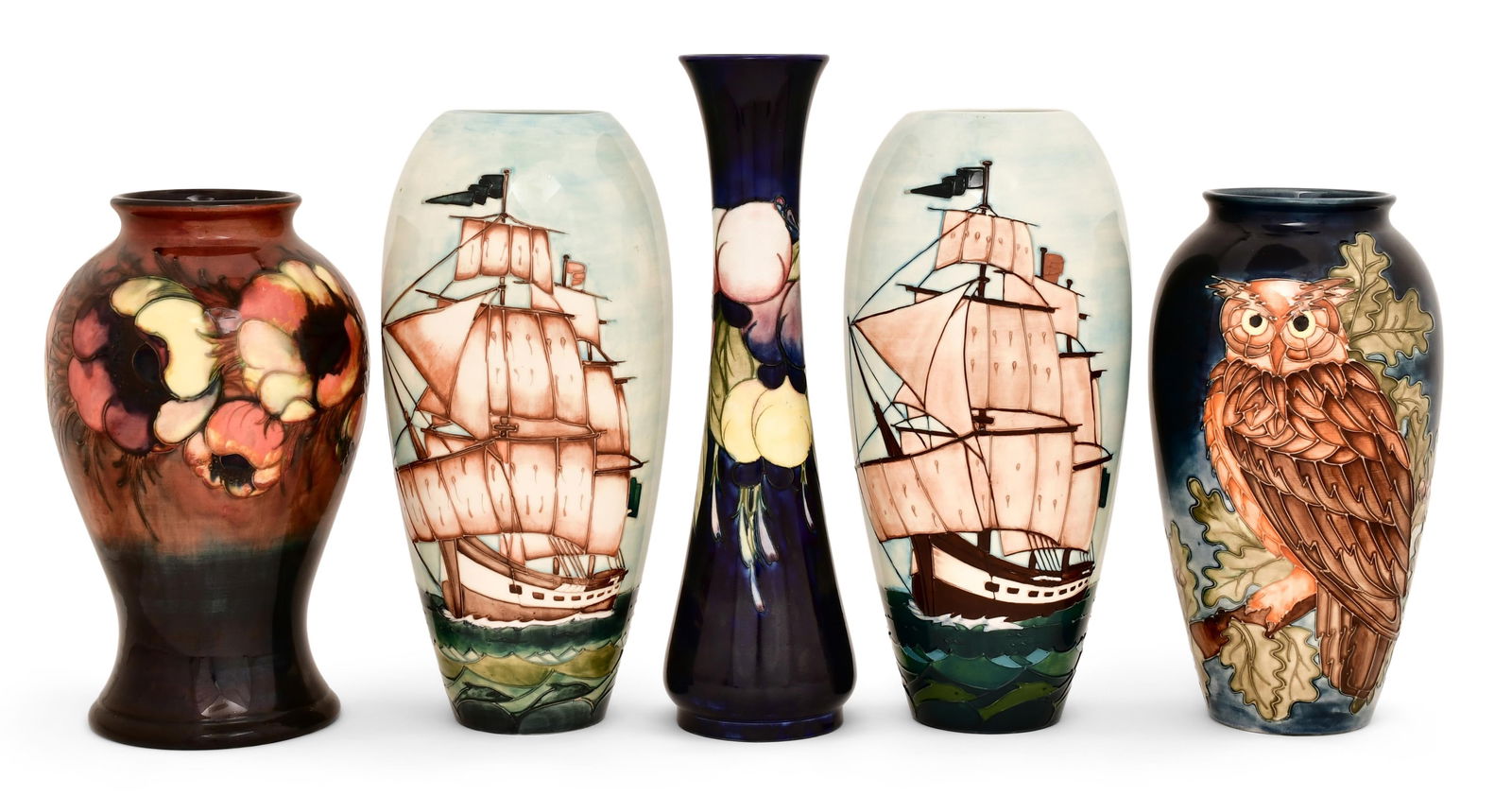 Lot of Five Moorcroft Pottery Vases (1 of 8)