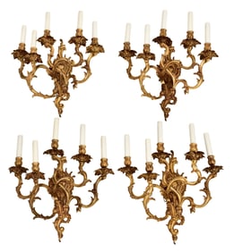 Set of Four French Gilt Bronze Wall Sconces