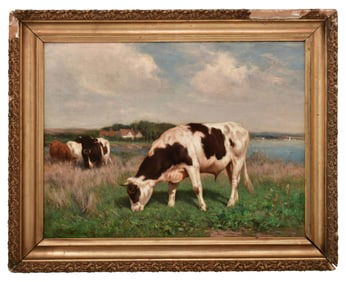 William Henry Howe (American, 1846-1929), Cows Grazing by the Water