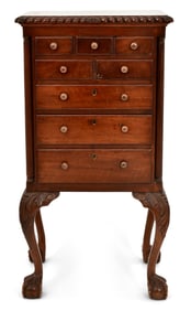 Chippendale Carved Mahogany Miniature High Chest of Drawers
