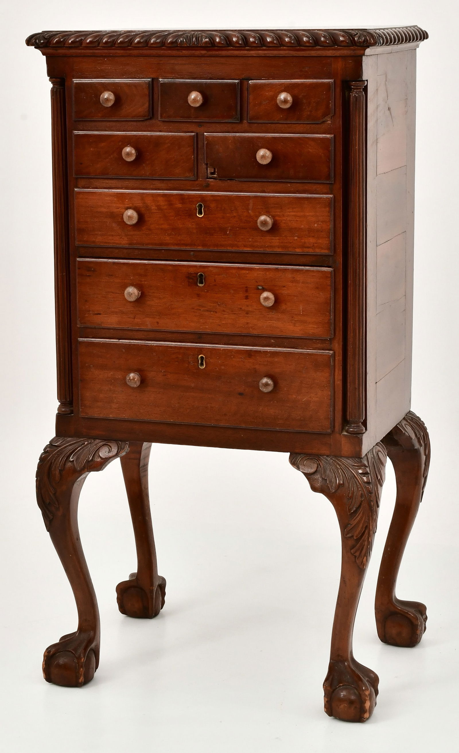 Chippendale Carved Mahogany Miniature High Chest of Drawers - 3