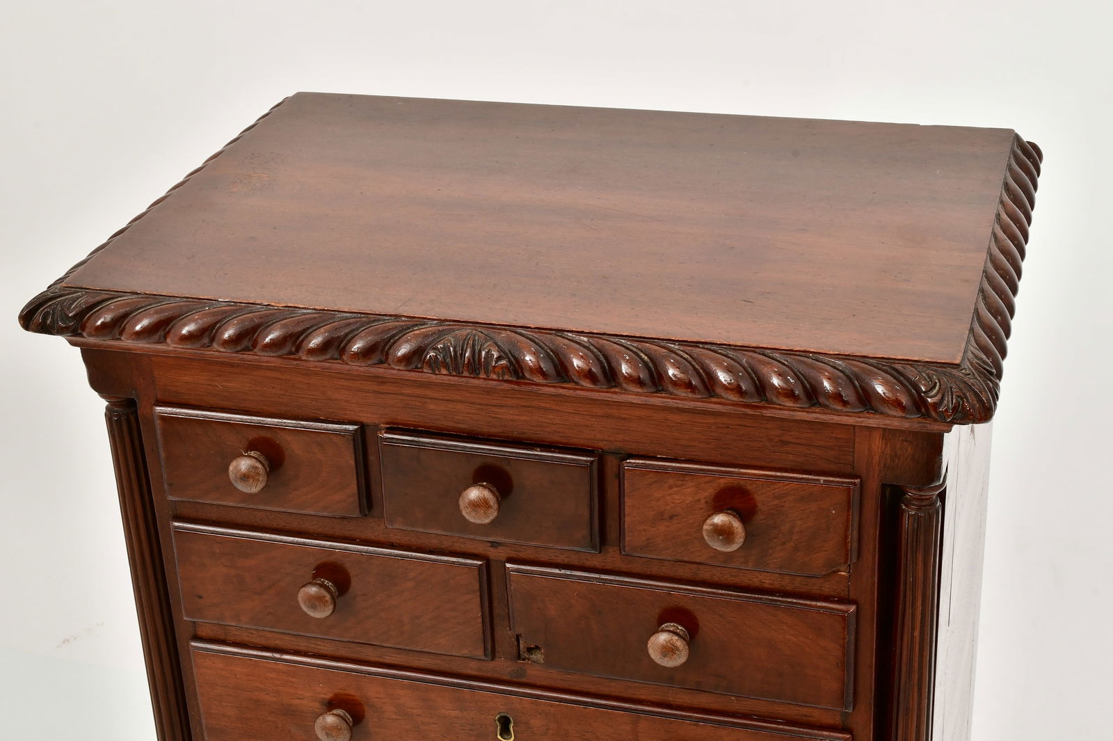 Chippendale Carved Mahogany Miniature High Chest of Drawers - 4