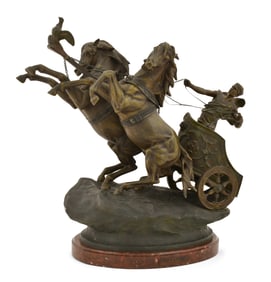 Domenech & Pfeffer "The Chariot of Victory" Patinated Metal Sculpture