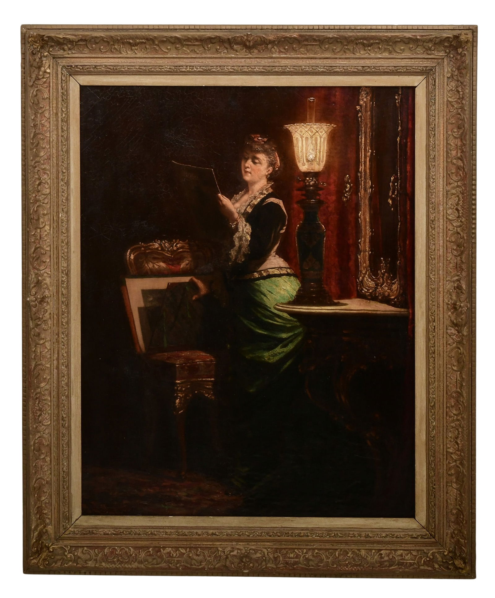 Pieter Willem Sebes (Dutch, 1830-1906), Interior Scene of a Woman Reading (1 of 3)