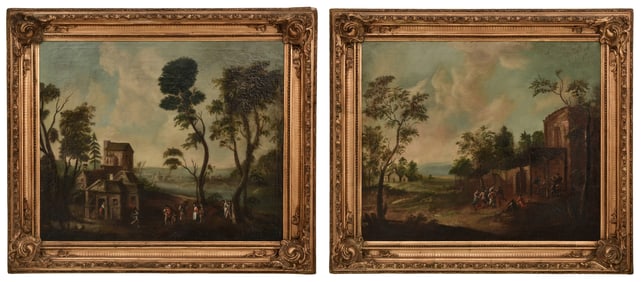 Italian School, Pair of Oil Paintings, 19th Century