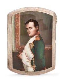 Continental .900 Silver & Enamel Cigarette Case with Portrait of Napoleon Bonaparte