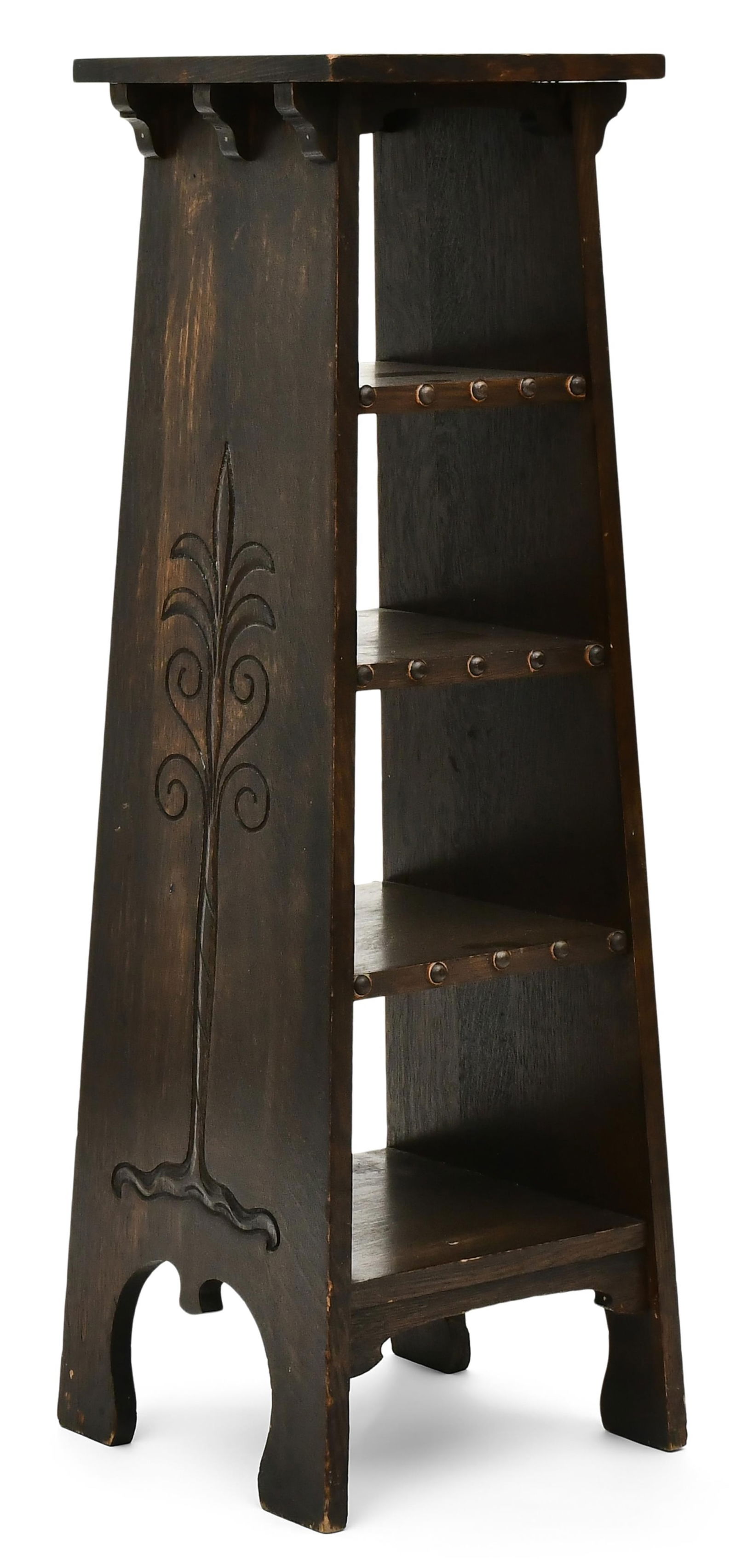 Gustav Stickley (1858-1942), "Tree-of-Life" Stand, No. 500: Gustav Stickley (American, 1858-1942) "Tree-of-Life" Stand, No. 500 circa 1900 oak unmarked 43 x 14 x 15 inches Provenance: Private Collection, Boston, Massachusetts