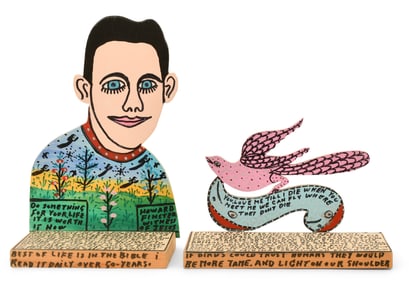Howard Finster (American, 1916-2001), Outsider Folk Art Man & Bird