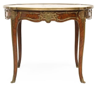 French Louis XV-Style Gilt Bronze-Mounted Burl Walnut Center Table