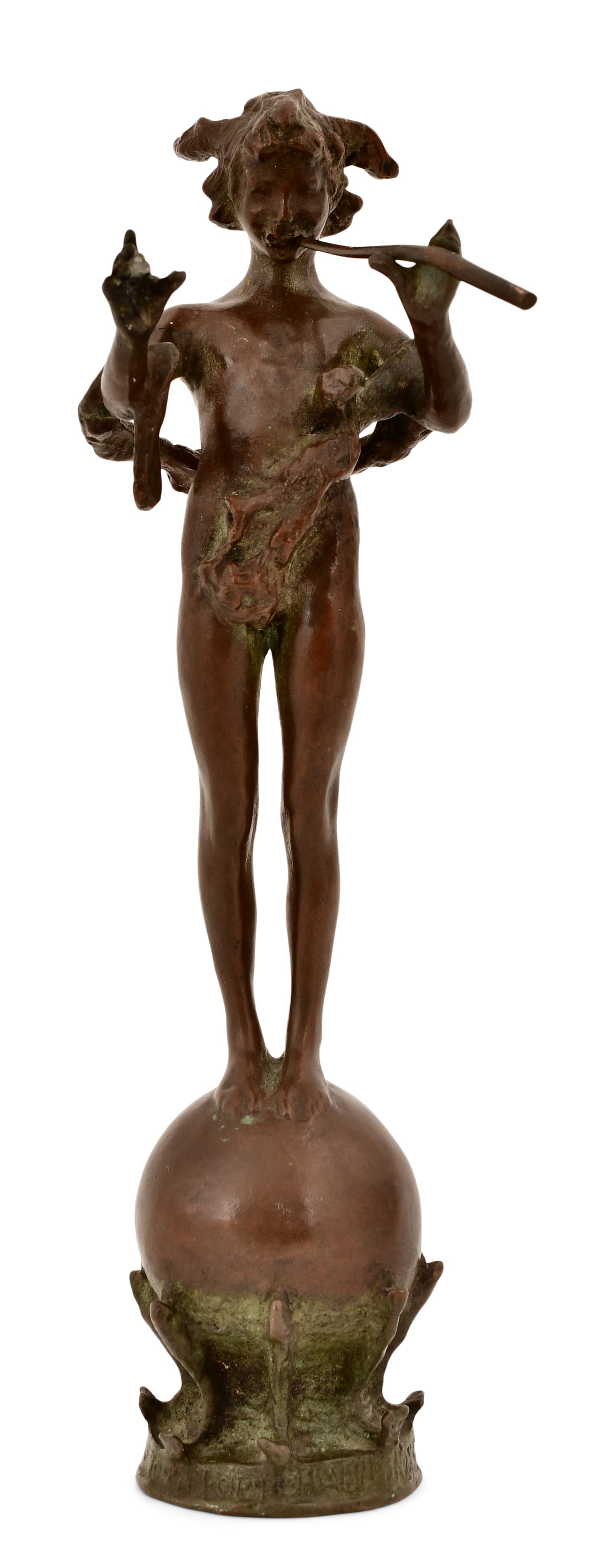 Frederick William MacMonnies (American, 1863-1937), Pan of Rohallion: Frederick William MacMonnies (American, 1863-1937) Pan of Rohallion patinated bronze sculpture marked "F. MacMonnies, H. Rouard, Fondeur Paris, 1890, Made In France" 10 x 2 3/4 x 47 1/4 inches 