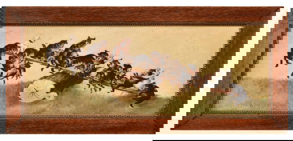 Cats on Seesaw, Oil on Canvas, Early 20th Century, Signed Lower Right