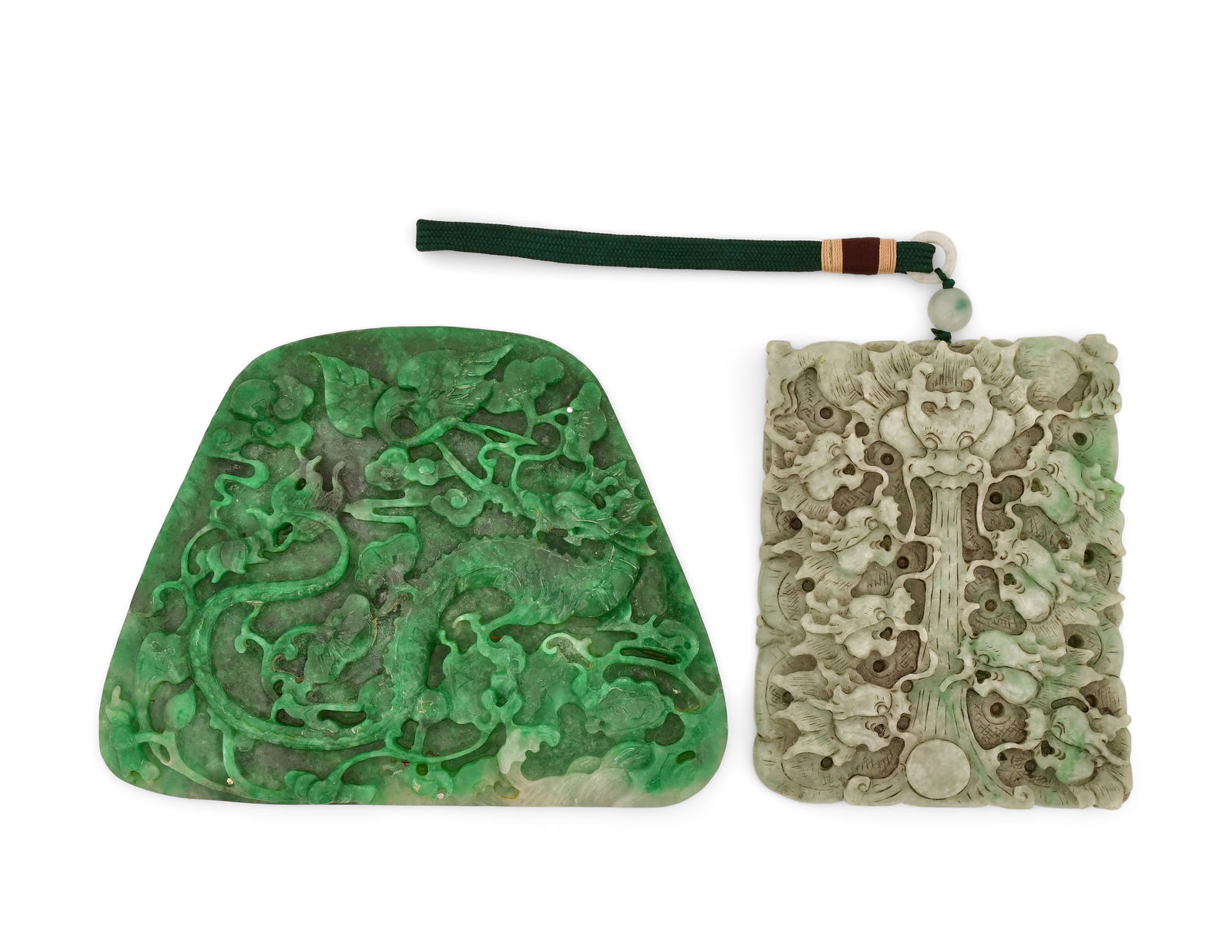 Two Chinese Qing Dynasty Carved Jadeite Plaques (1 of 4)