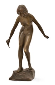 French Patinated Bronze Sculpture of a Female Nude, Late 19th Century, Signed "Morath"