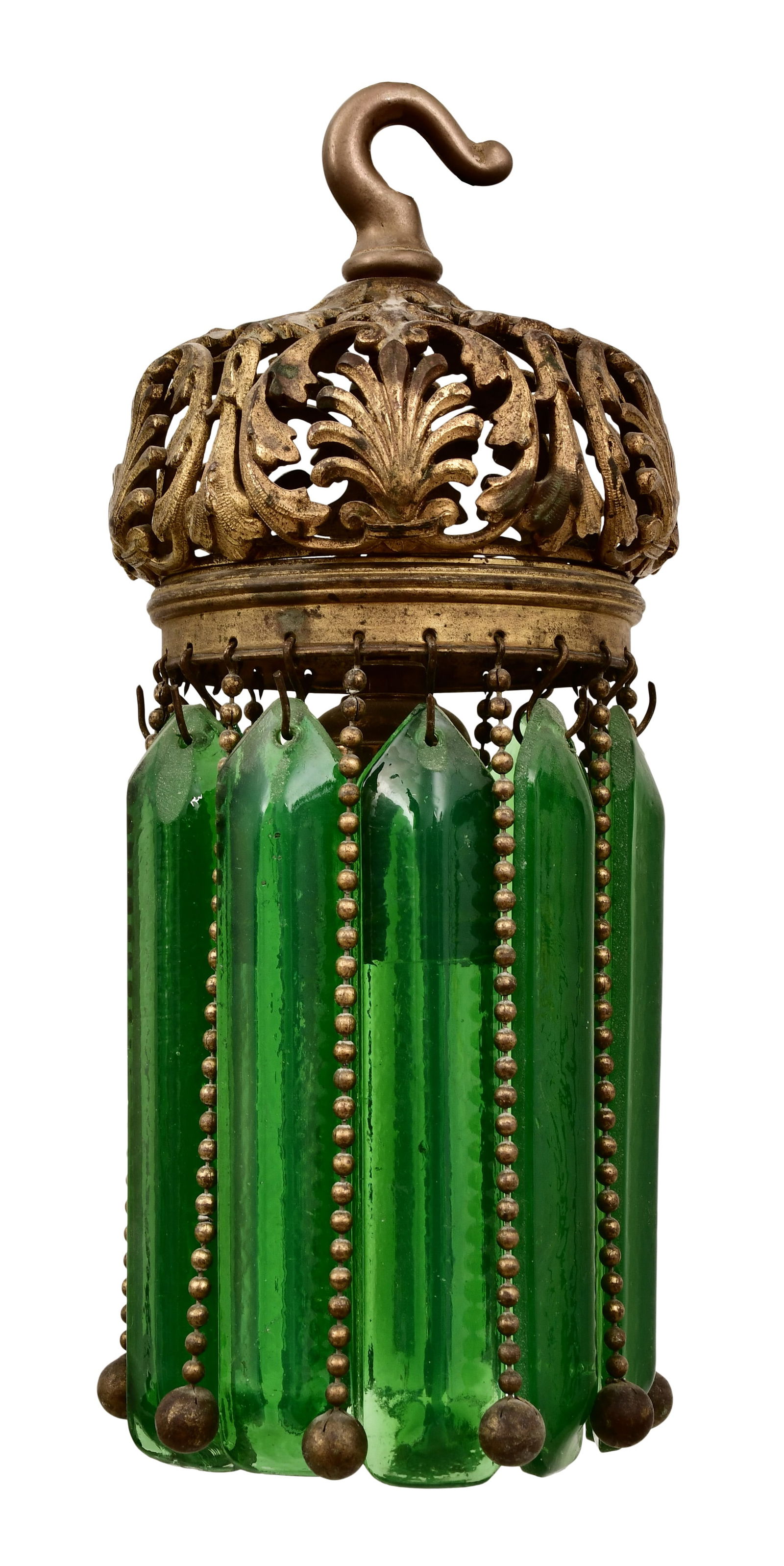 American Gilt Bronze & Glass Prism Ceiling Light (1 of 4)