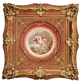 Royal Vienna Porcelain Plate of a Woman in Frame, "Mermaid Dance"