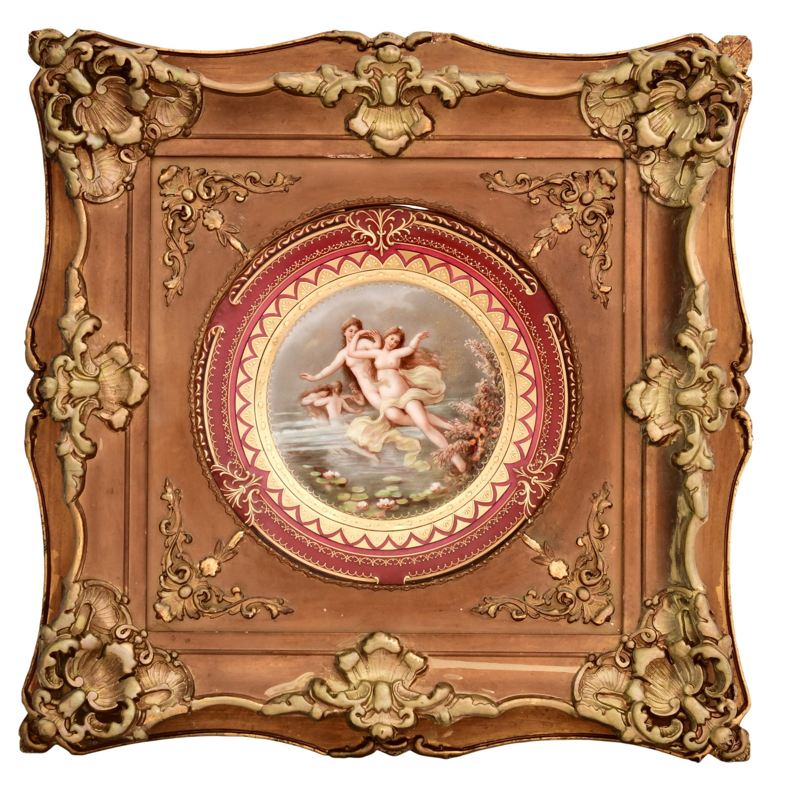 Royal Vienna Porcelain Plate of a Woman in Frame, "Mermaid Dance" (1 of 5)