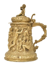 Continental Neoclassical Gilt Bronze Tankard with Putti