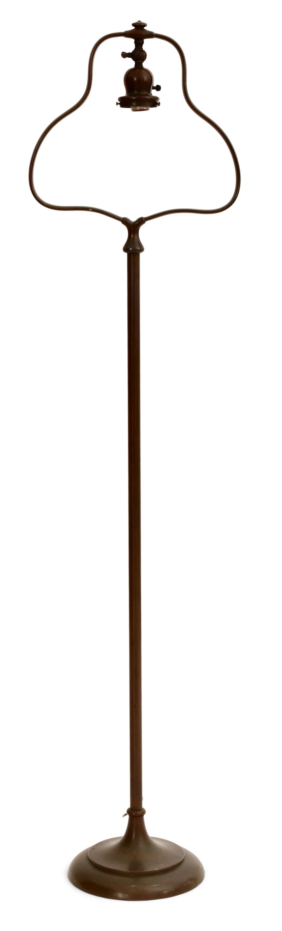 Handel "Harp" Floor Lamp Base: Handel Company(Connecticut/New York, 1885-1936)"Harp" Floor Lamp Baseearly 20th centurypatinated metal57 x 13 3/4 x 9 1/4 inchesProvenance: Private Collection, New York