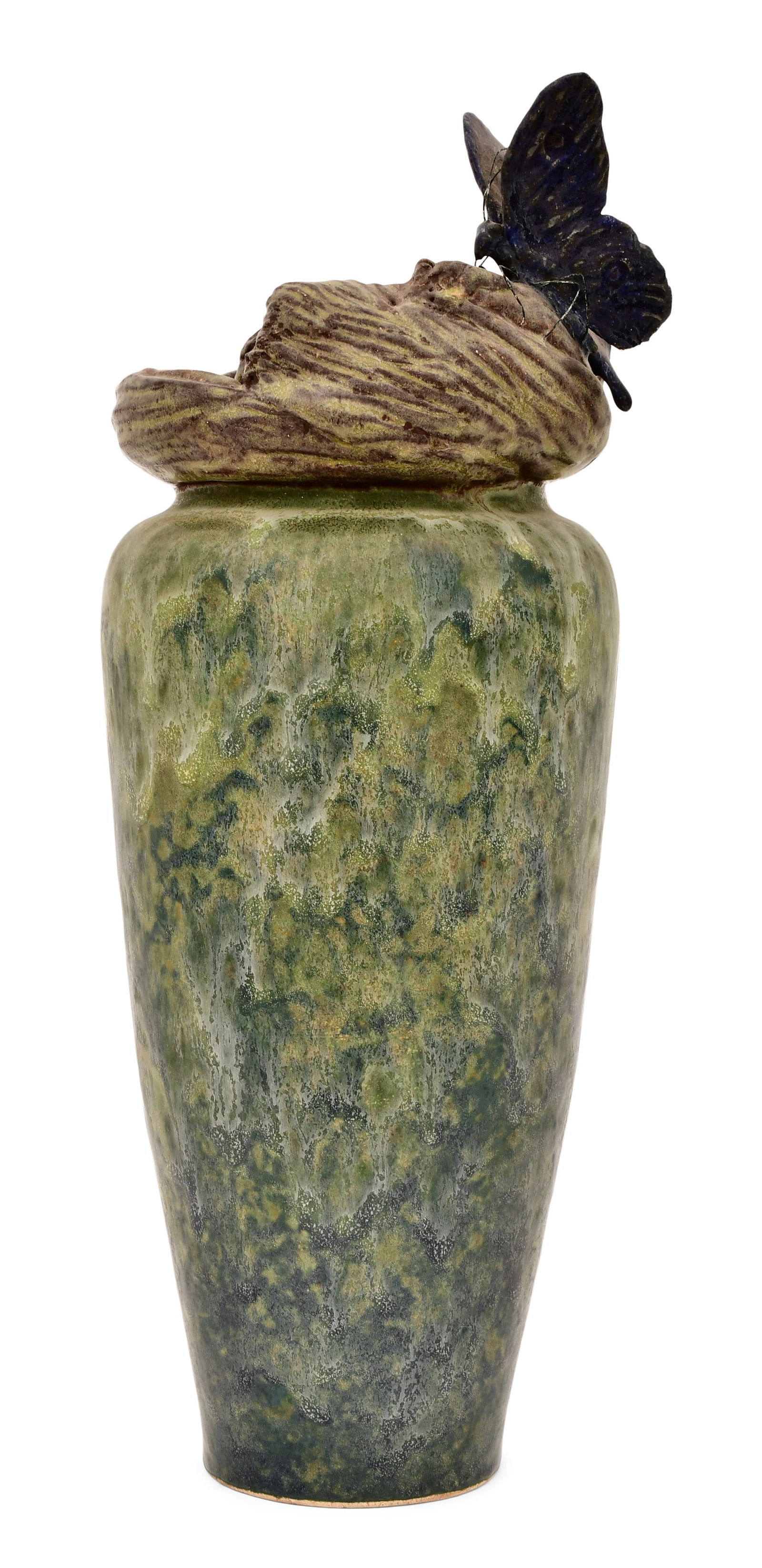 Richard Freiwald Art Pottery Butterfly Vase: Richard Freiwald Art Pottery Butterfly Vase 20th century marked to the underside 14 1/2 x 5 1/4 inches Provenance: Private Collection, Rhode Island