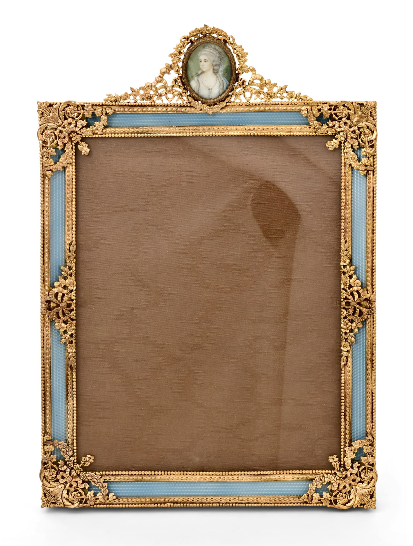 Austrian Guilloche Enamel & Gilt Bronze Picture Frame: Austrian Guilloche Enamel & Gilt Bronze Picture Frame late 19th century marked "Made In Austria" 12 1/2 x 8 3/4 inches Provenance: Private Collection, New Jersey