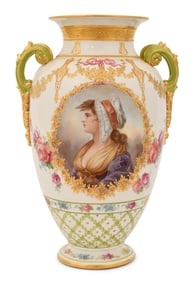 Vienna Hand-Painted Porcelain Portrait Vase