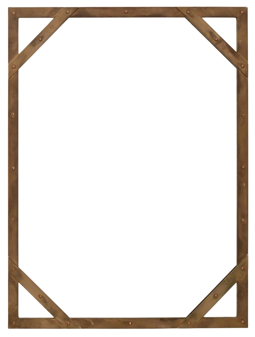 Sarried Ltd. Studded Brass Mirror: Sarried Ltd. Studded Brass Mirror mid-20th century marked "Sarried Ltd. / Made In Italy" 23 3/4 x 17 3/4 inches Provenance: Private Collection, New Jersey