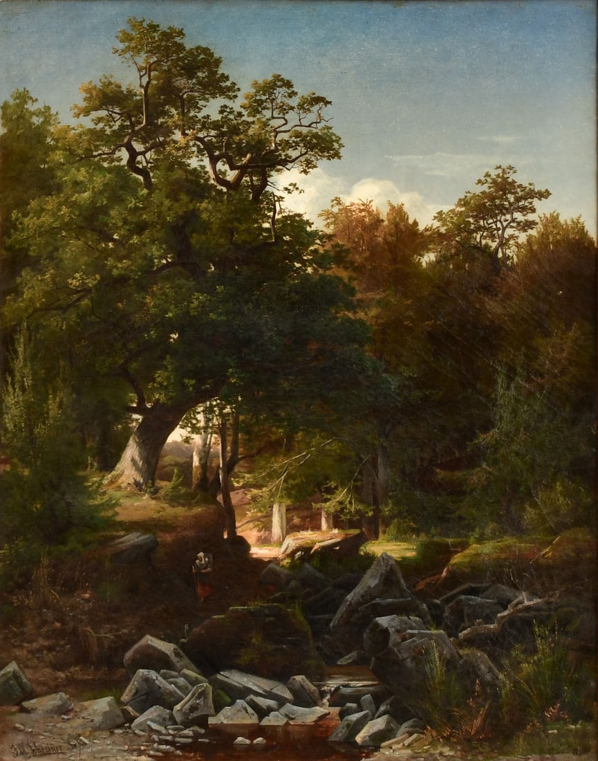 Friedrich Wilhelm Schreiner (German, 1836-1922), Landscape with Figure (1 of 4)