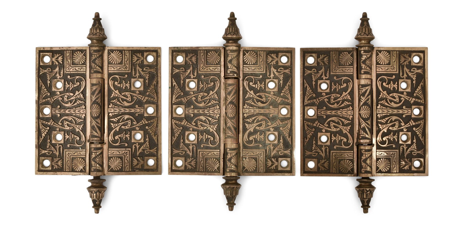 Set of Three American Aesthetic Movement Bronze Hinges (1 of 3)