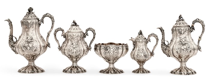 Ball, Black & Co. Sterling Silver Five-Piece Tea Service