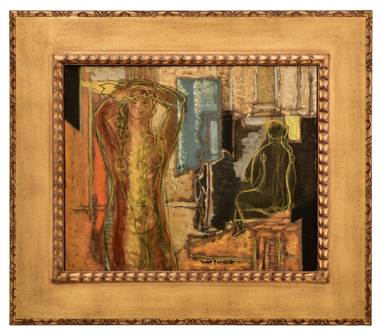 Max Papart (French, 1911-1994), Nu Debout Dans L'Atelier (Nude Standing in the Studio): Max Papart (French, 1911-1994) Nu Debout Dans L'Atelier (Nude Standing in the Studio) oil on canvas signed "Max Papart" (lower middle); and signed, titled, numbered and dated on verso 14 3/4 x 18