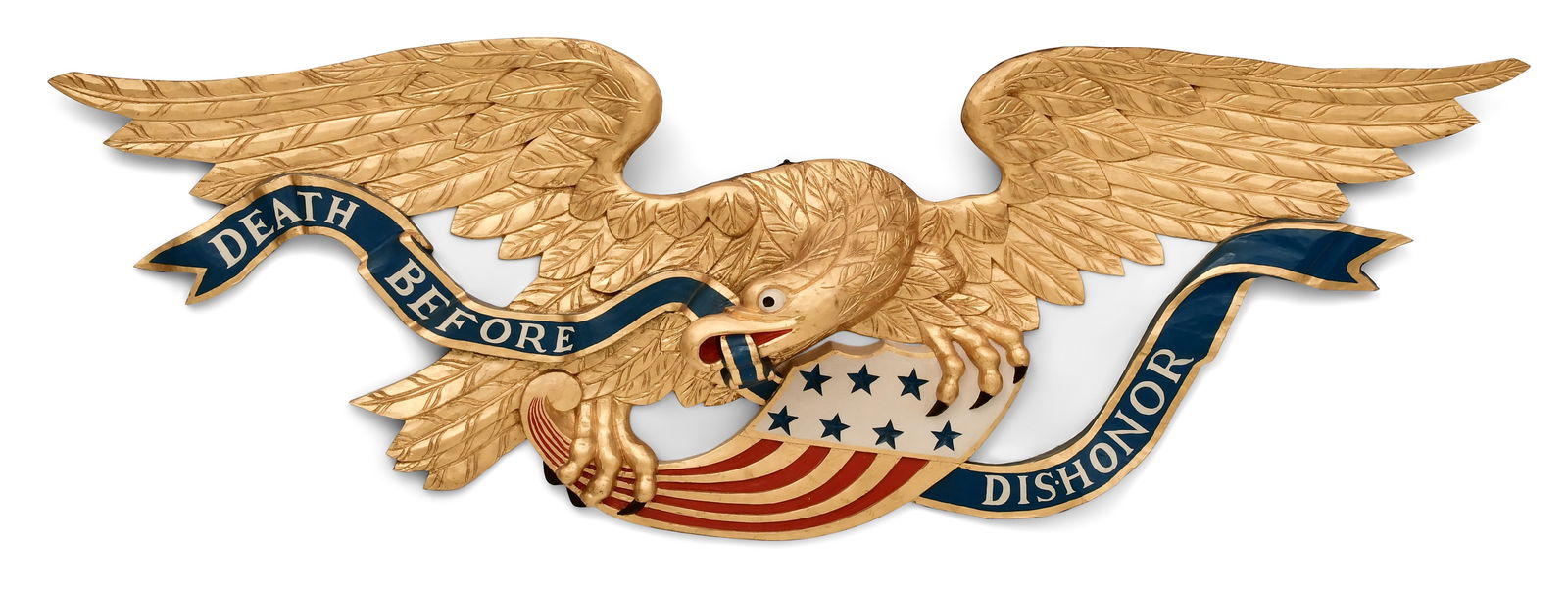 C. Pizzano & Son Carved, Gilded & Painted Wood Eagle Wall Plaque (1 of 1)