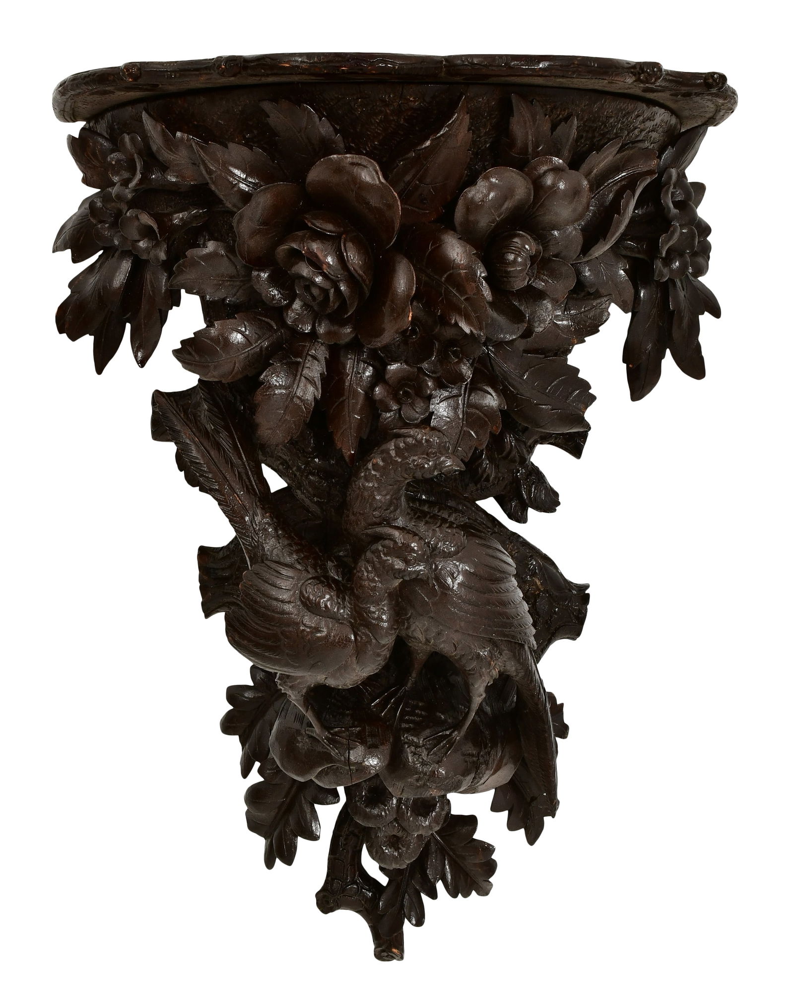Black Forest Figural Carved Wall Shelf (1 of 1)