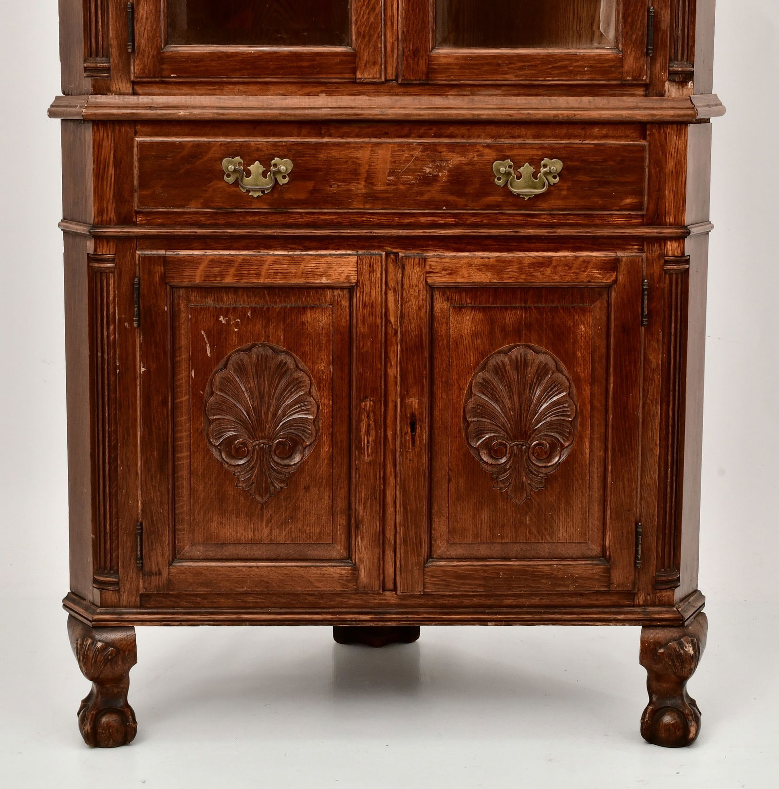 American Chippendale-Style Oak Corner Cabinet - 2