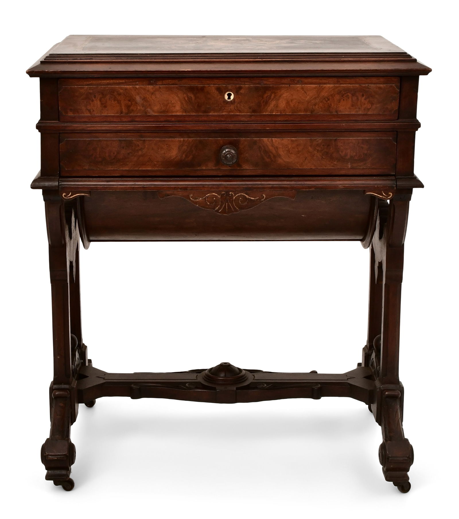 George Hess Renaissance Revival Walnut Sewing Stand / Dressing Table (1 of 9)