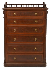 American Walnut & Burl Walnut Lock-Side Chest